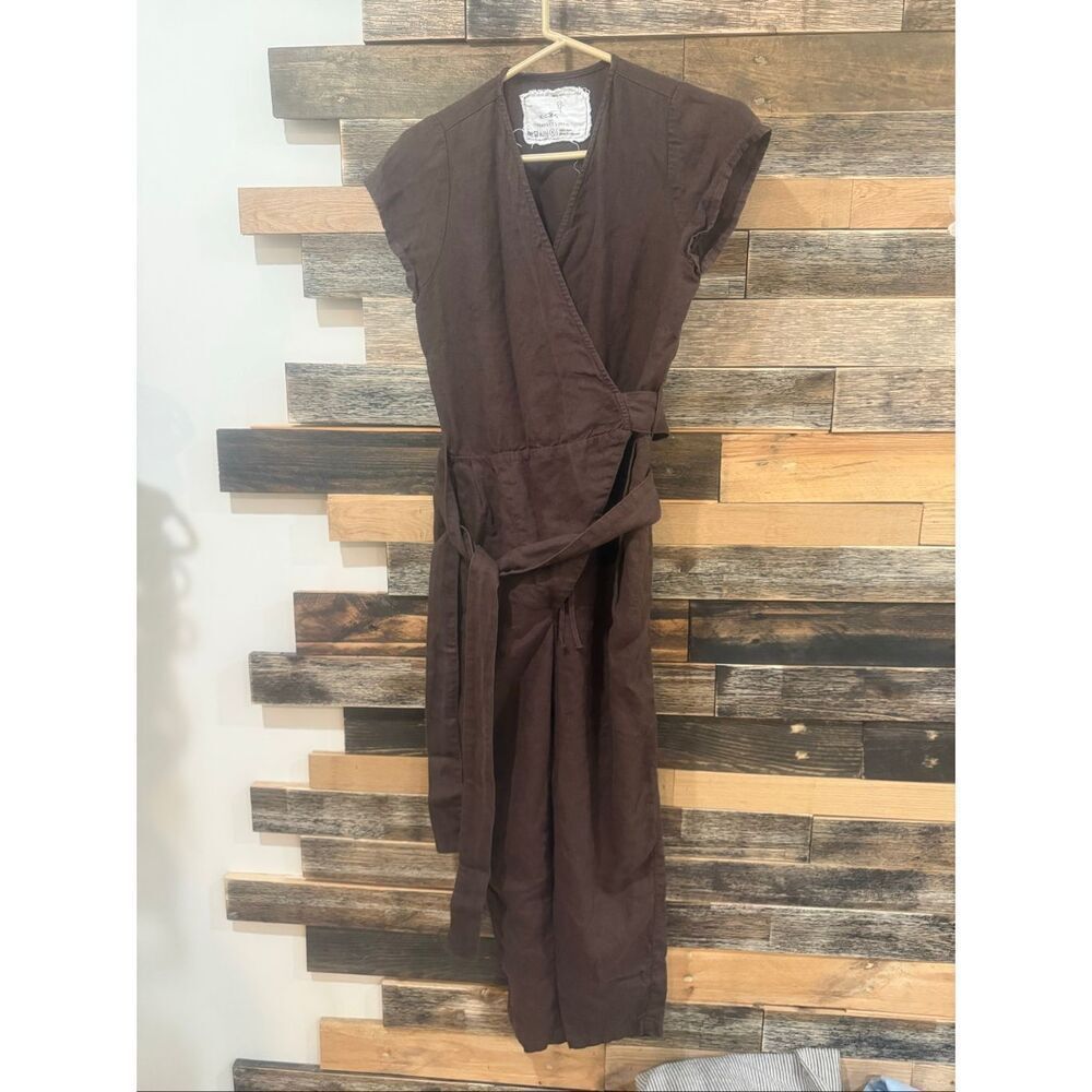 NotPerfectLinen Margaret Jumpsuit pockets espresso size S